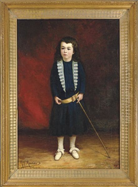 Standing Boy With Riding Crop Oil Painting by Henri Georges J. I. Meunier