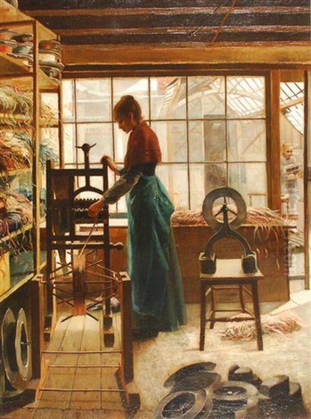 L'atelier De Passementerie Oil Painting by Karl Meunier