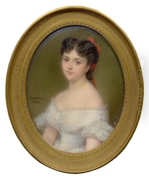 Portrait Miniature Of A Young Woman Oil Painting by Francois Meuret