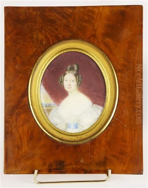 Portrait De Dame A La Robe Blanche Oil Painting by Francois Meuret