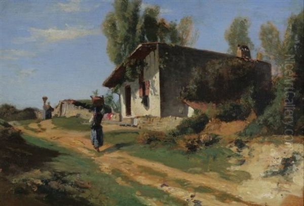 Paysage Romain Oil Painting by Albert De Meuron