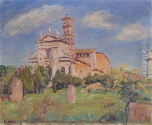 Die Kirche San Francesco In Ripa Bei Rom Oil Painting by Louis Henri de Meuron