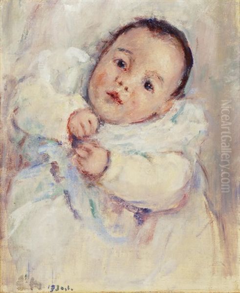 Portrat Eines Babys Oil Painting by Louis Henri de Meuron