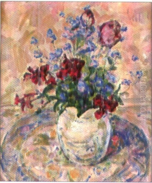 Vase Aux Fleurs Oil Painting by Louis Henri de Meuron