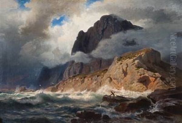 Forlis Ved Kysten Oil Painting by Hermann Mevius