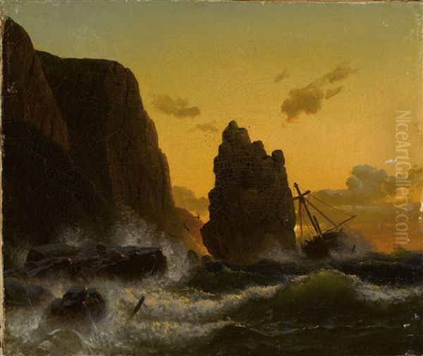 Weathering The Storm Oil Painting by Hermann Mevius