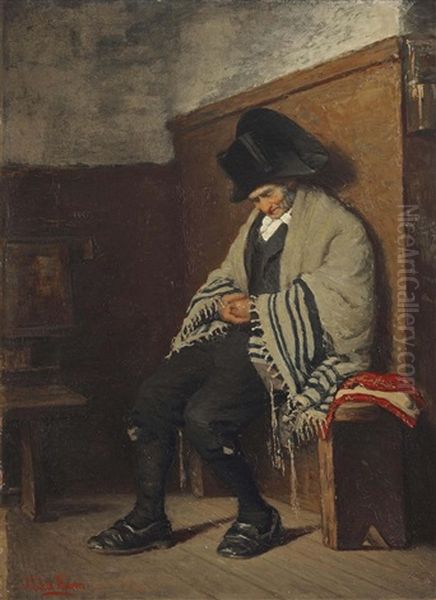 Asleep In The Synagogue, Amsterdam Oil Painting by Jacob Isaac Meyer de Haan