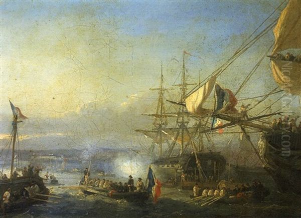 Le Debarquement Oil Painting by  Meyer de Knonau (Ludwig)