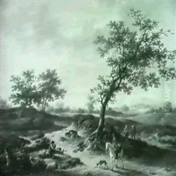 Wooded Landscape With A Rider And Other Figurs Oil Painting by Hendrick de Meyer the Younger