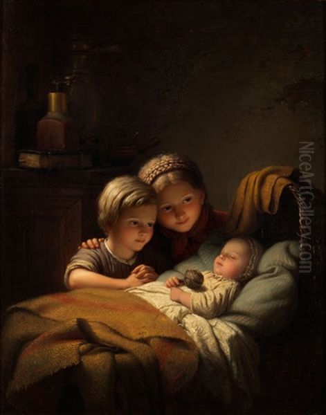 Der Kleine Schlafende Bruder Oil Painting by Johann Georg Meyer von Bremen