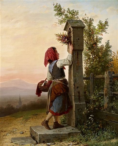 Auf Dem Heimwege Oil Painting by Johann Georg Meyer von Bremen