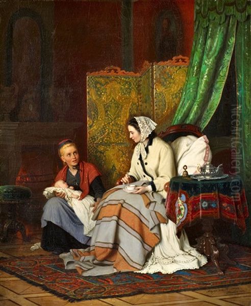 Gluckliche Mutter Oil Painting by Johann Georg Meyer von Bremen