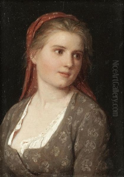 Portrait Of A Young Girl Oil Painting by Johann Georg Meyer von Bremen