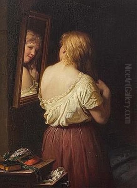 Madchen Bei Der Toilette Oil Painting by Johann Georg Meyer von Bremen