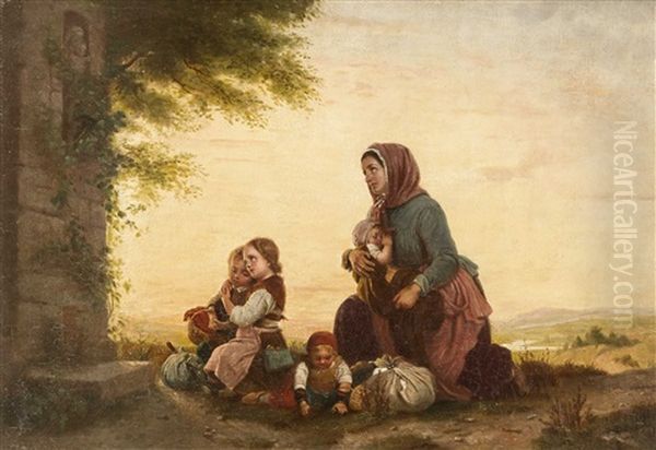 Familiengebet Im Freien Oil Painting by Johann Georg Meyer von Bremen