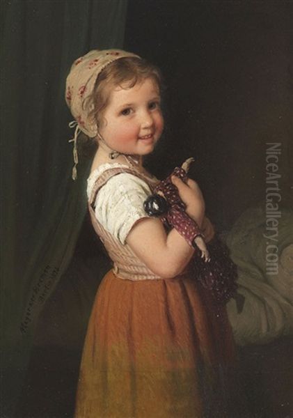 Gute Nacht (madchen Mit Puppe) Oil Painting by Johann Georg Meyer von Bremen