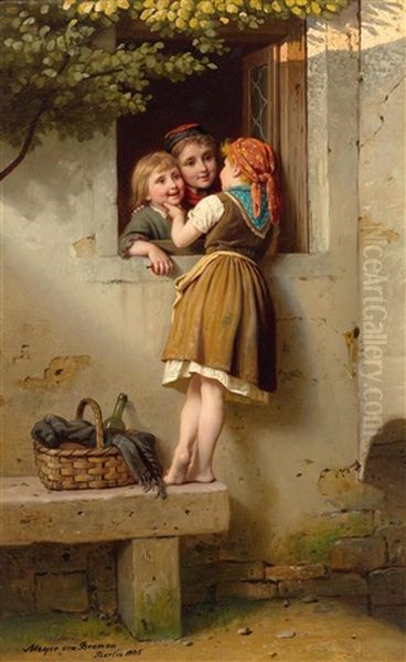 Chatterbox Oil Painting by Johann Georg Meyer von Bremen