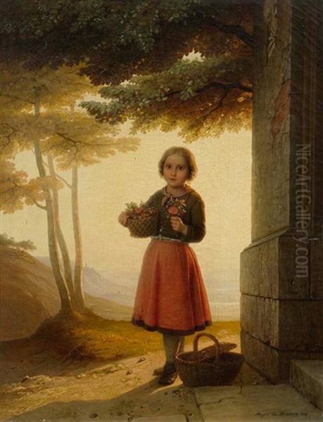 Das Blumenmadchen Oil Painting by Johann Georg Meyer von Bremen