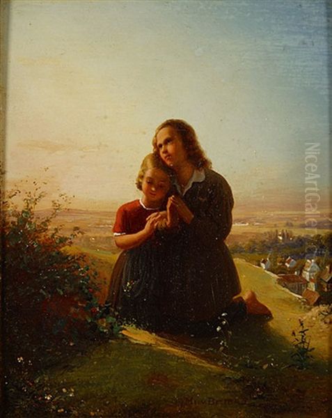 Landschap Met Biddende Kinderen (jeune Enfants En Priere Dans Un Paysage) Oil Painting by Johann Georg Meyer von Bremen