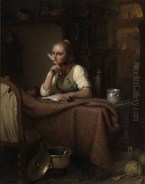 Der Brief Oil Painting by Johann Georg Meyer von Bremen