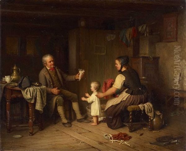 Die Gabe Oil Painting by Johann Georg Meyer von Bremen