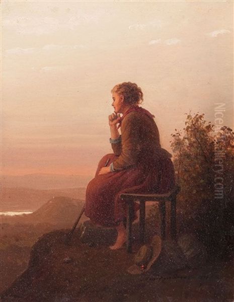 Blick In Die Ferne Oil Painting by Johann Georg Meyer von Bremen