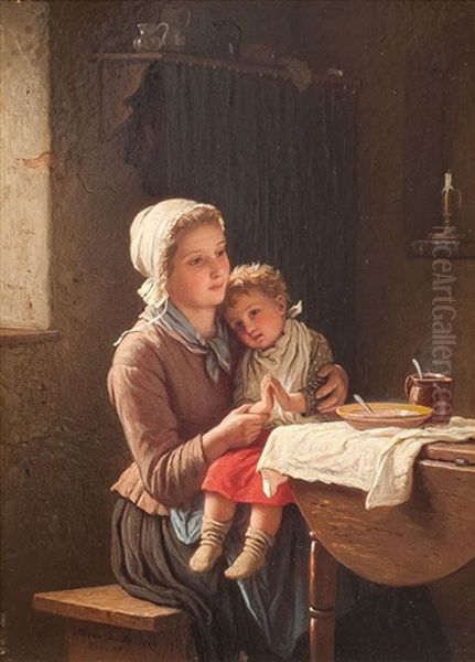 Mutter Mit Betendem Kind Oil Painting by Johann Georg Meyer von Bremen