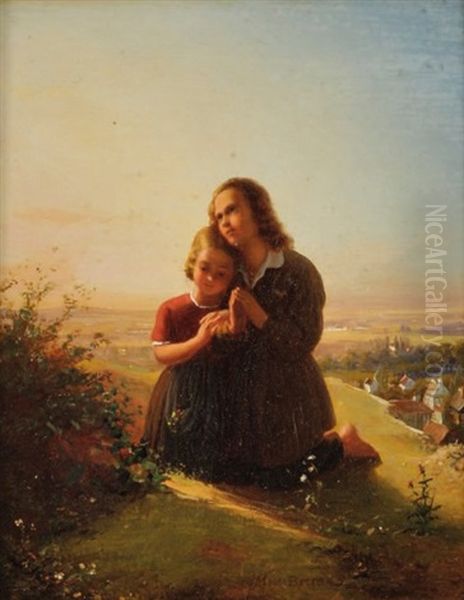 Jeunes Enfant Priant Dans Un Paysage Oil Painting by Johann Georg Meyer von Bremen