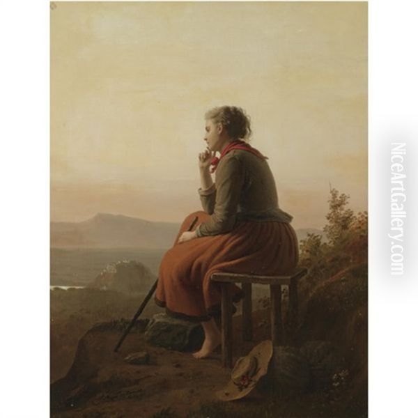 Auf Der Hohe-over The Hills And Far Away Oil Painting by Johann Georg Meyer von Bremen