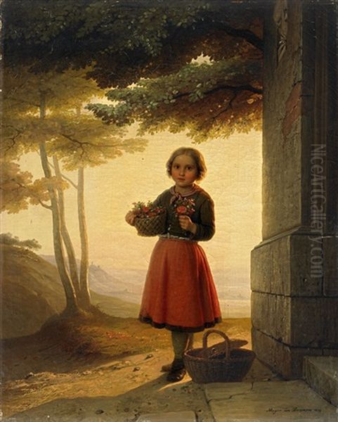 Das Blumenmadchen Oil Painting by Johann Georg Meyer von Bremen