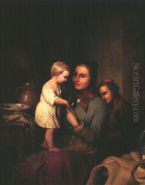 Muttergluck Oil Painting by Johann Georg Meyer von Bremen