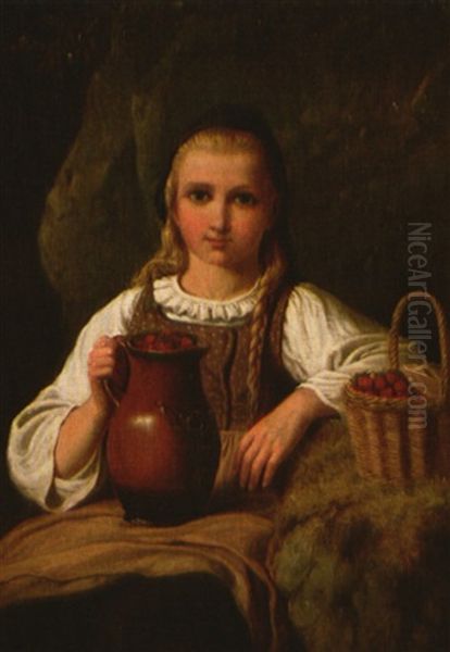 Madchen Mit Erdbeeren Oil Painting by Johann Georg Meyer von Bremen