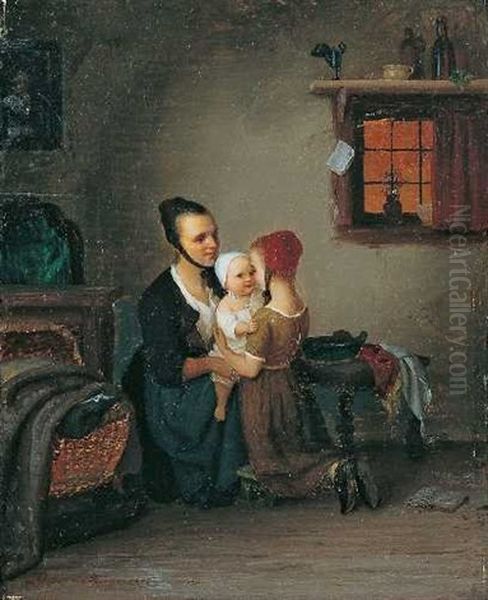 Mutter Mit Kindern Oil Painting by Johann Georg Meyer von Bremen