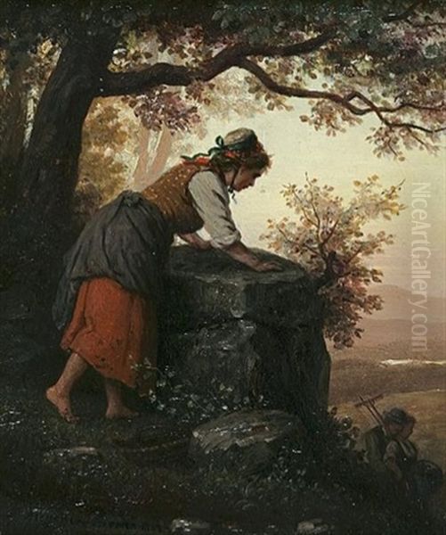 Spying From Above Oil Painting by Johann Georg Meyer von Bremen