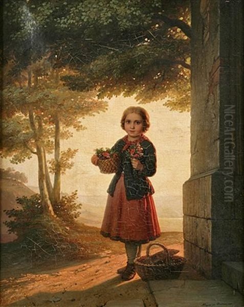 Girl With A Nosegay by Johann Georg Meyer von Bremen