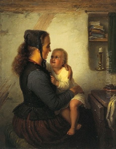 Muttergluck Oil Painting by Johann Georg Meyer von Bremen