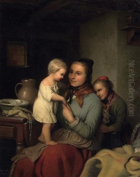 Familiengluck Oil Painting by Johann Georg Meyer von Bremen