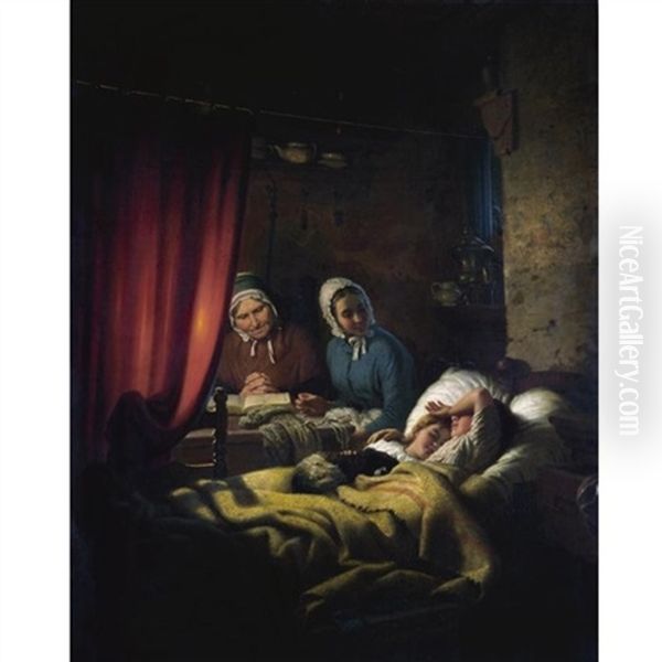 Der Hausliche Friede (homely Peace) Oil Painting by Johann Georg Meyer von Bremen