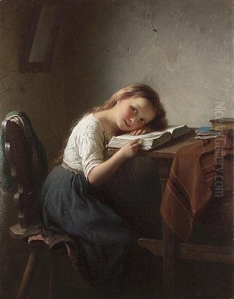 The Little Scholar Oil Painting by Johann Georg Meyer von Bremen