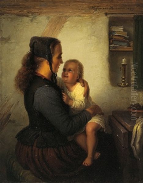 Muttergluck Oil Painting by Johann Georg Meyer von Bremen