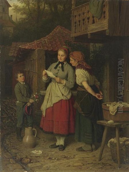 The Letter Oil Painting by Johann Georg Meyer von Bremen