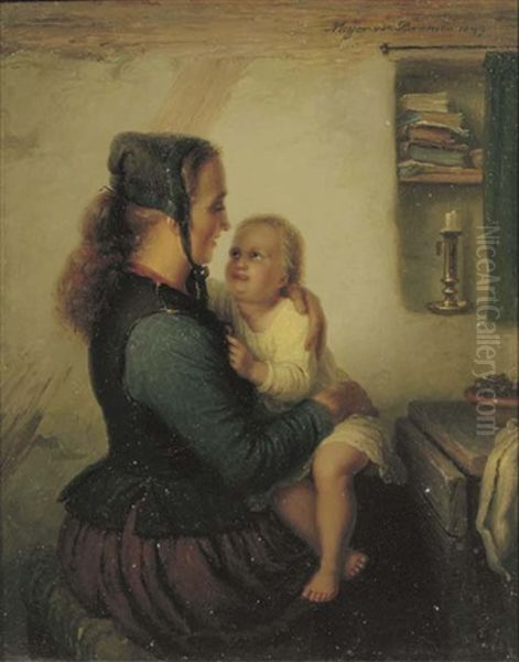 Mutter Und Kind Oil Painting by Johann Georg Meyer von Bremen