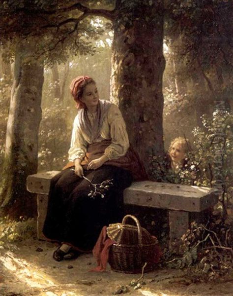 Hide And Seek Oil Painting by Johann Georg Meyer von Bremen