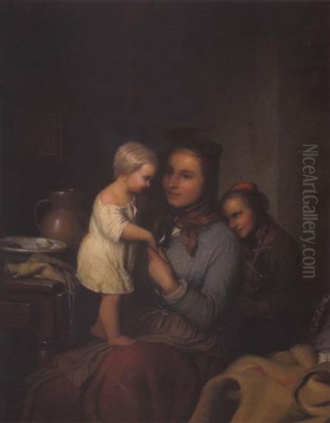 Familiengluck Oil Painting by Johann Georg Meyer von Bremen