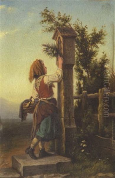 Auf Dem Heimweg Oil Painting by Johann Georg Meyer von Bremen