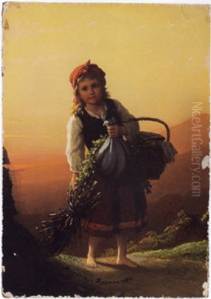 Das Heimkehrende Madchen Oil Painting by Johann Georg Meyer von Bremen