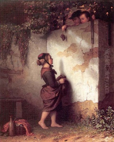 Gathering Grapes Oil Painting by Johann Georg Meyer von Bremen