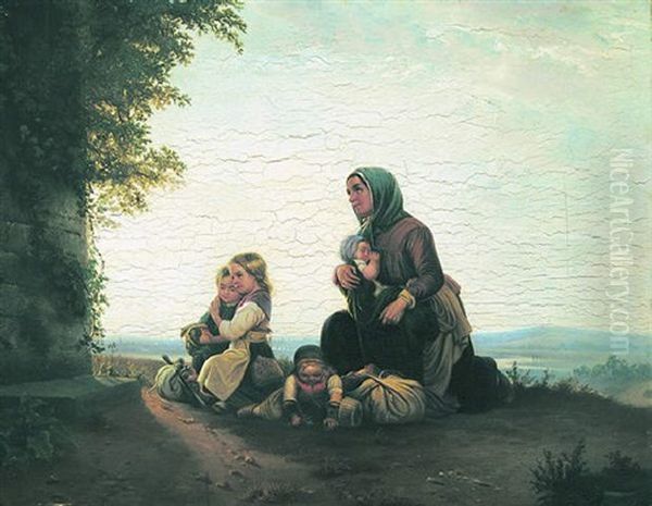 The Little Travelers Oil Painting by Johann Georg Meyer von Bremen