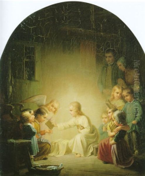 Der Weihnachtsabend Oil Painting by Johann Georg Meyer von Bremen