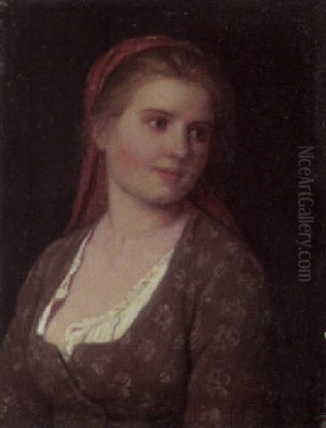 A Bavarian Girl Oil Painting by Johann Georg Meyer von Bremen